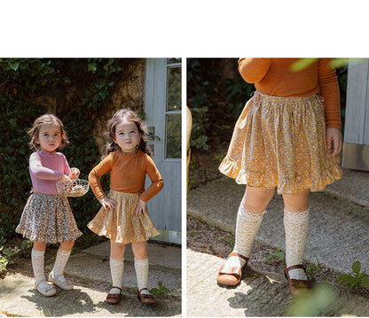 スカート 小花柄フリルフレアスカートウエストリボン【mh0010820】