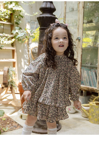 スカート 小花柄フリルフレアスカートウエストリボン【mh0010820】