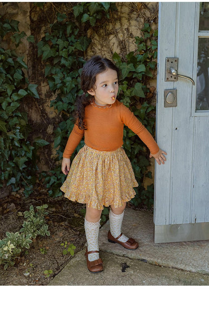 スカート 小花柄フリルフレアスカートウエストリボン【mh0010820】