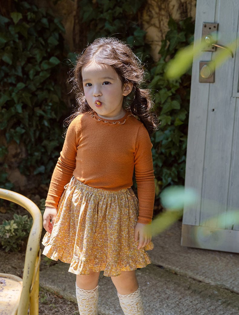 スカート 小花柄フリルフレアスカートウエストリボン【mh0010820】