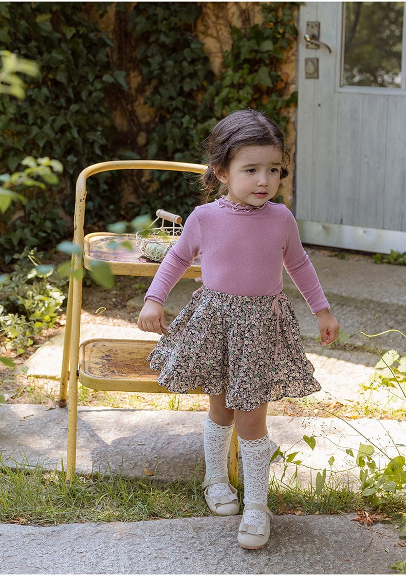 スカート 小花柄フリルフレアスカートウエストリボン【mh0010820】