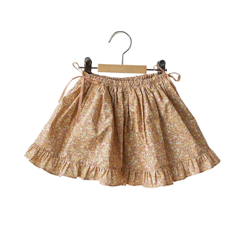 スカート 小花柄フリルフレアスカートウエストリボン【mh0010820】