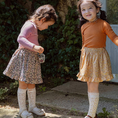 スカート 小花柄フリルフレアスカートウエストリボン【mh0010820】