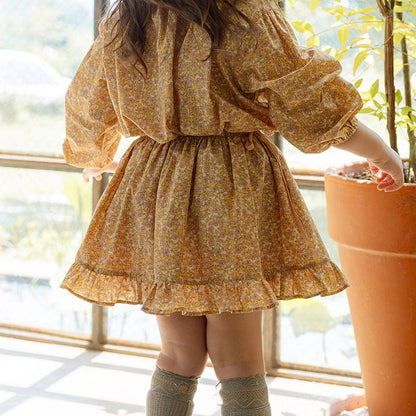 スカート 小花柄フリルフレアスカートウエストリボン【mh0010820】