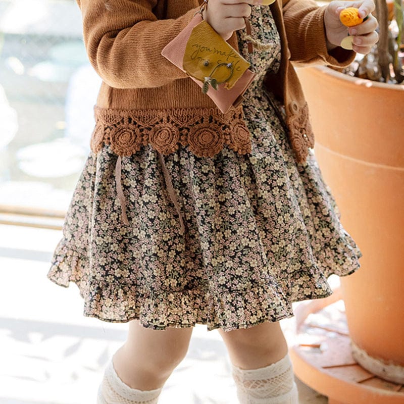 スカート 小花柄フリルフレアスカートウエストリボン【mh0010820】