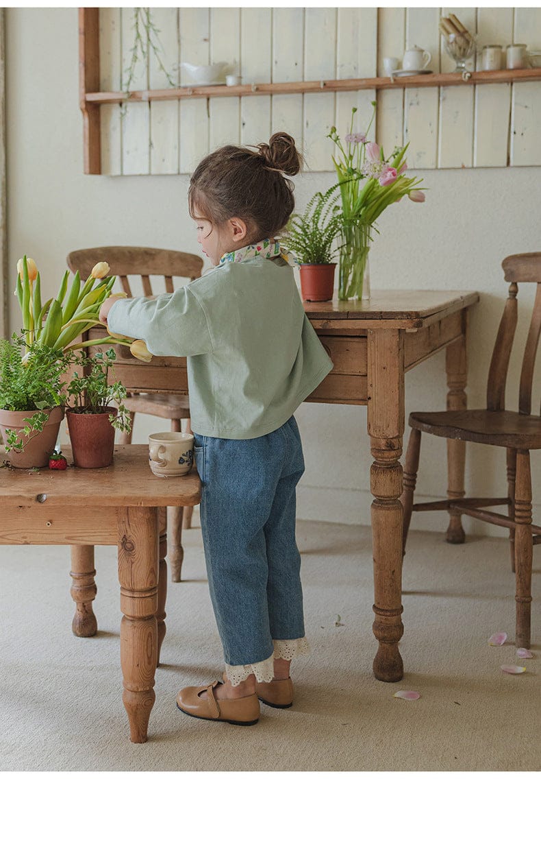 デニムパンツ ハート刺繍レース裾ワイドデニムパンツ【mh0010822】