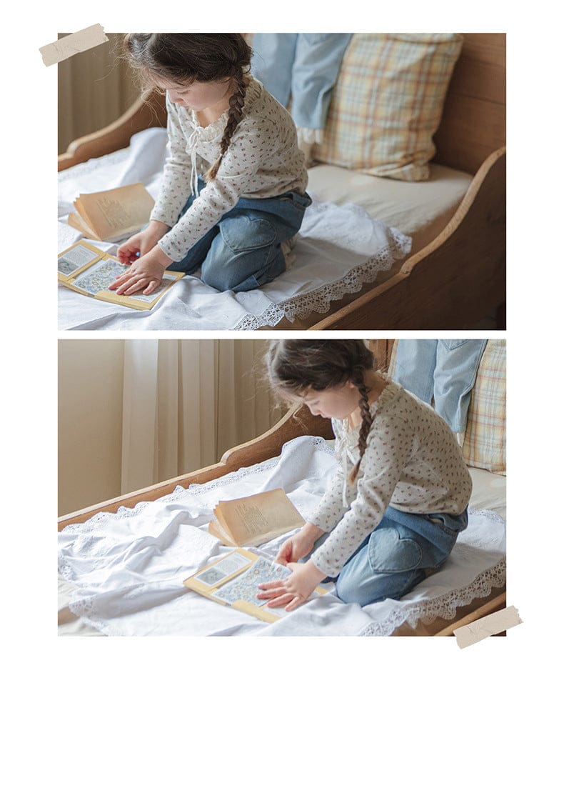 デニムパンツ ハート刺繍レース裾ワイドデニムパンツ【mh0010822】