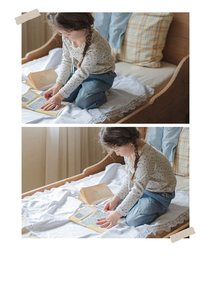 デニムパンツ ハート刺繍レース裾ワイドデニムパンツ【mh0010822】