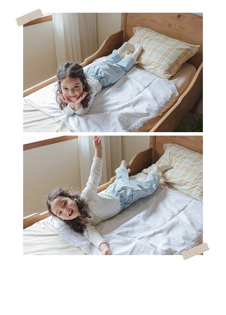 デニムパンツ ハート刺繍レース裾ワイドデニムパンツ【mh0010822】