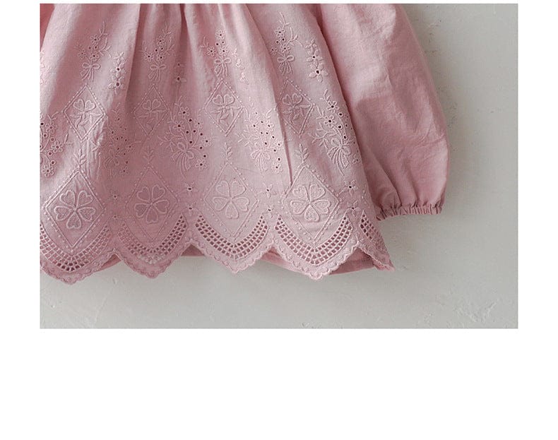 長袖シャツ・ブラウス スクエアネックレースブラウス長袖トップス刺繍カットワーク【mh0010823】