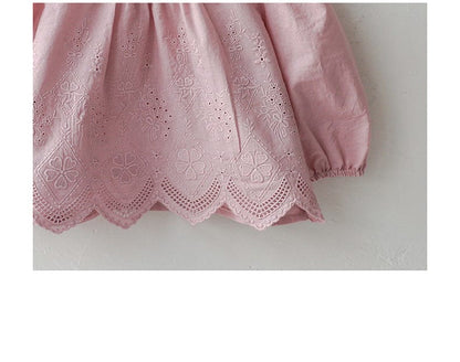 長袖シャツ・ブラウス スクエアネックレースブラウス長袖トップス刺繍カットワーク【mh0010823】