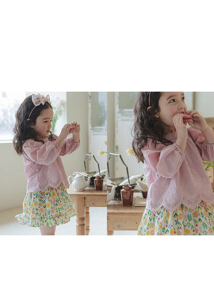 長袖シャツ・ブラウス スクエアネックレースブラウス長袖トップス刺繍カットワーク【mh0010823】