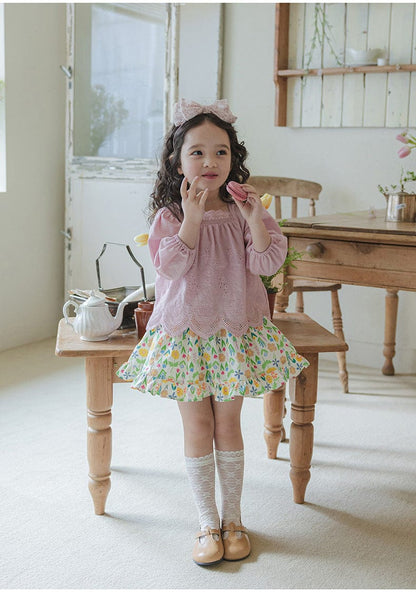 長袖シャツ・ブラウス スクエアネックレースブラウス長袖トップス刺繍カットワーク【mh0010823】