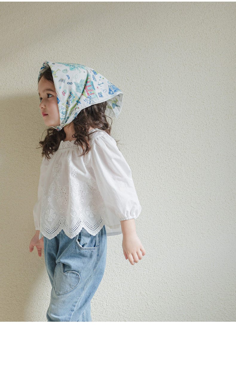 長袖シャツ・ブラウス スクエアネックレースブラウス長袖トップス刺繍カットワーク【mh0010823】