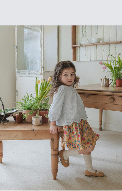 長袖シャツ・ブラウス スクエアネックレースブラウス長袖トップス刺繍カットワーク【mh0010823】