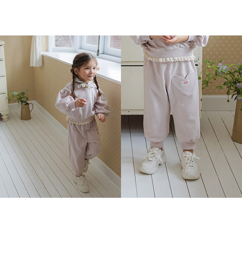 ロングパンツ・スウェットパンツ ハートポケットスウェットパンツ リブウエスト裾リブパンツ【mh0010826】