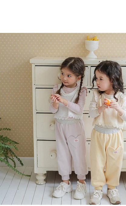 ロングパンツ・スウェットパンツ ハートポケットスウェットパンツ リブウエスト裾リブパンツ【mh0010826】