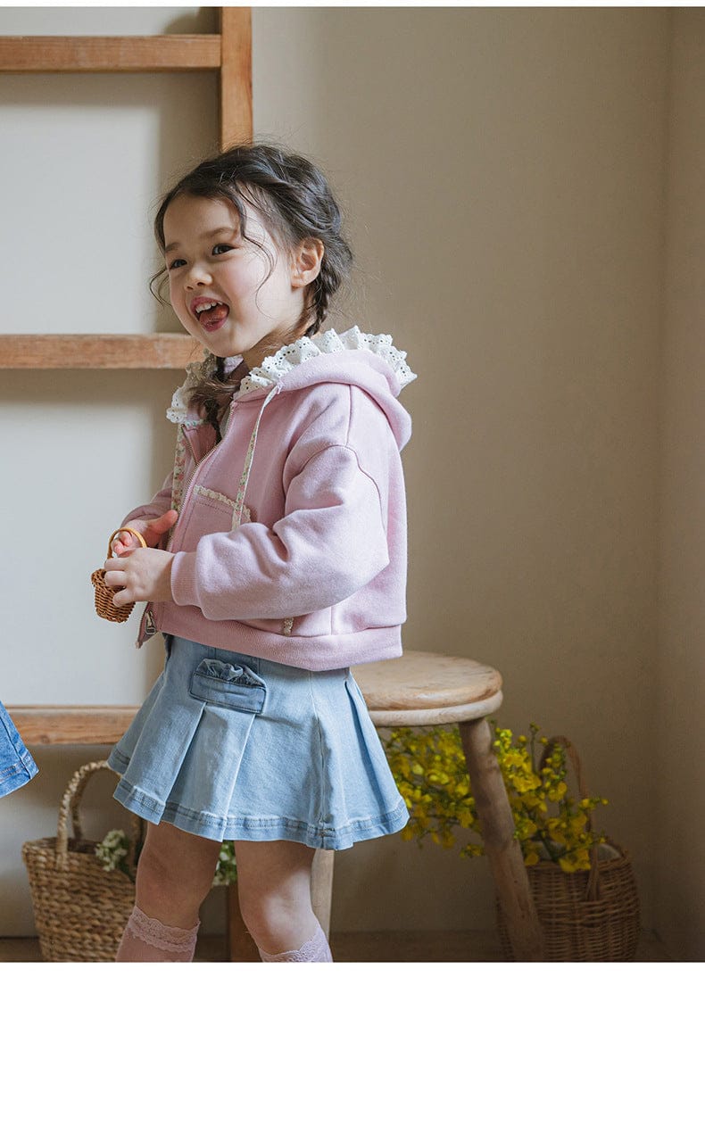 スカート プリーツフリルポケットデニムスカート イージーウエストミニスカート【mh0010828】