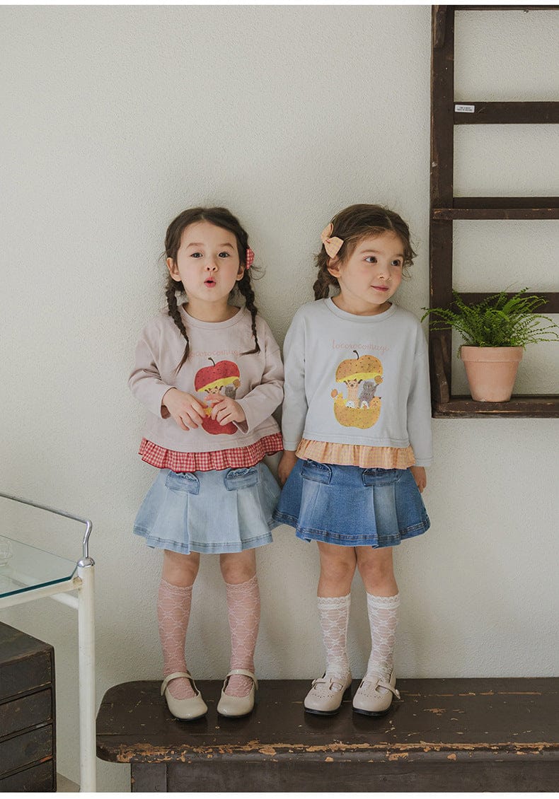 スカート プリーツフリルポケットデニムスカート イージーウエストミニスカート【mh0010828】