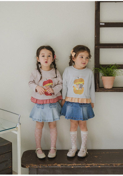 スカート プリーツフリルポケットデニムスカート イージーウエストミニスカート【mh0010828】