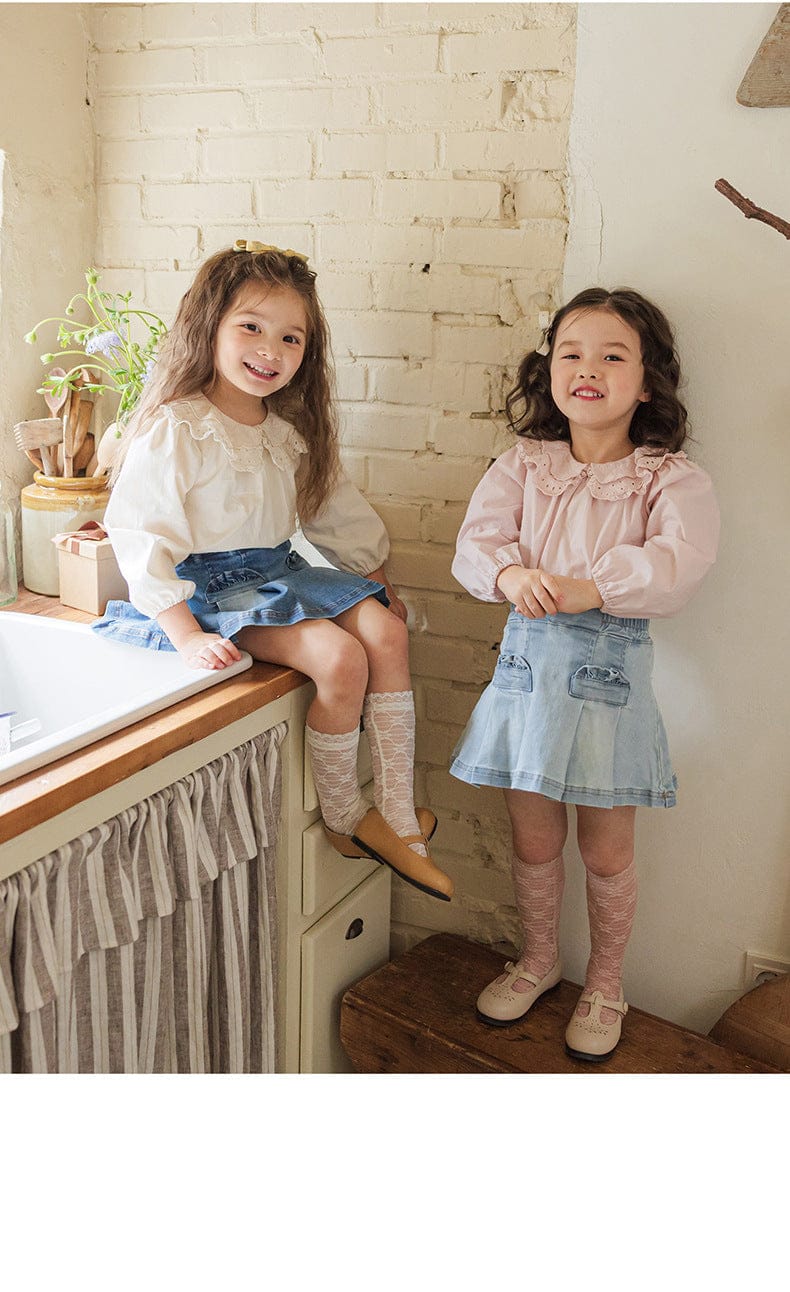 スカート プリーツフリルポケットデニムスカート イージーウエストミニスカート【mh0010828】