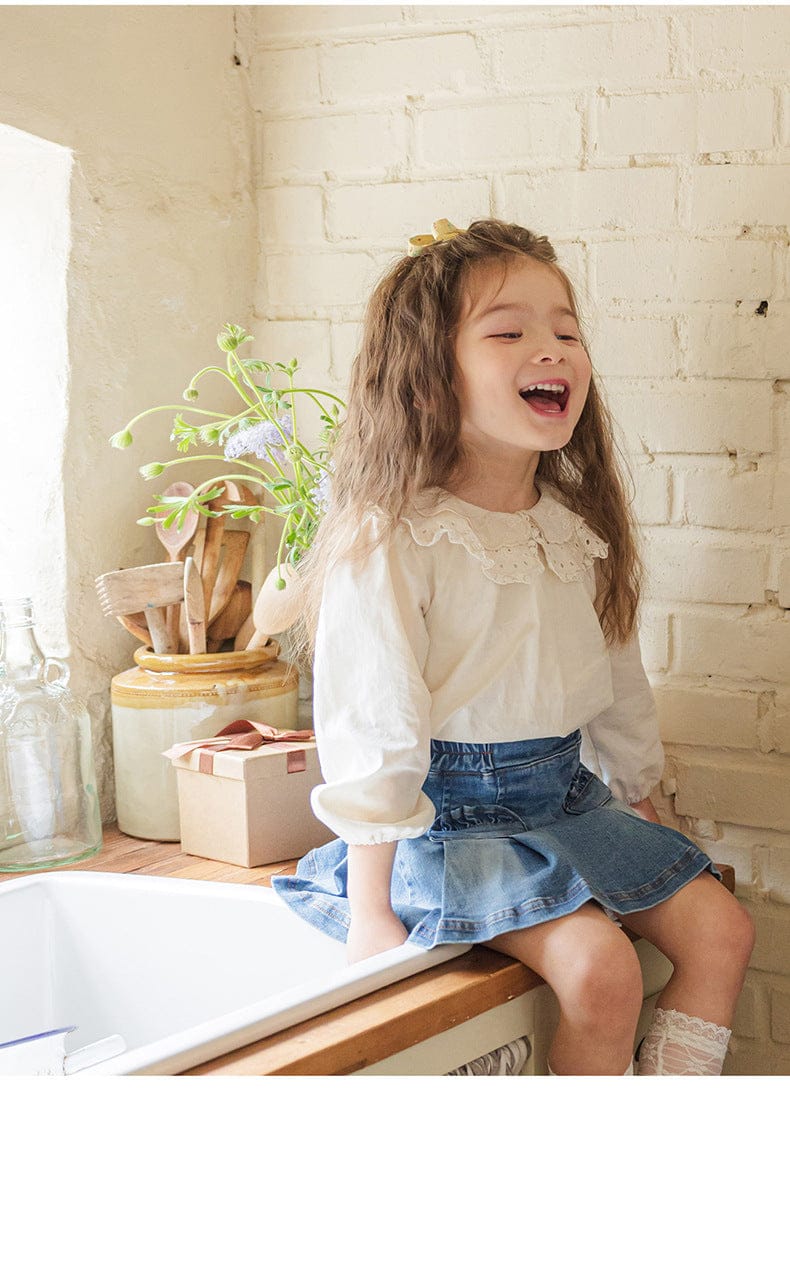 スカート プリーツフリルポケットデニムスカート イージーウエストミニスカート【mh0010828】