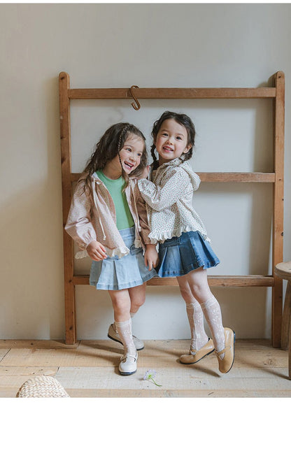 スカート プリーツフリルポケットデニムスカート イージーウエストミニスカート【mh0010828】