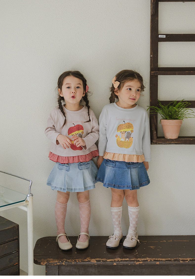 スカート プリーツフリルポケットデニムスカート イージーウエストミニスカート【mh0010828】