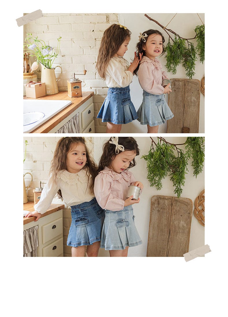 スカート プリーツフリルポケットデニムスカート イージーウエストミニスカート【mh0010828】