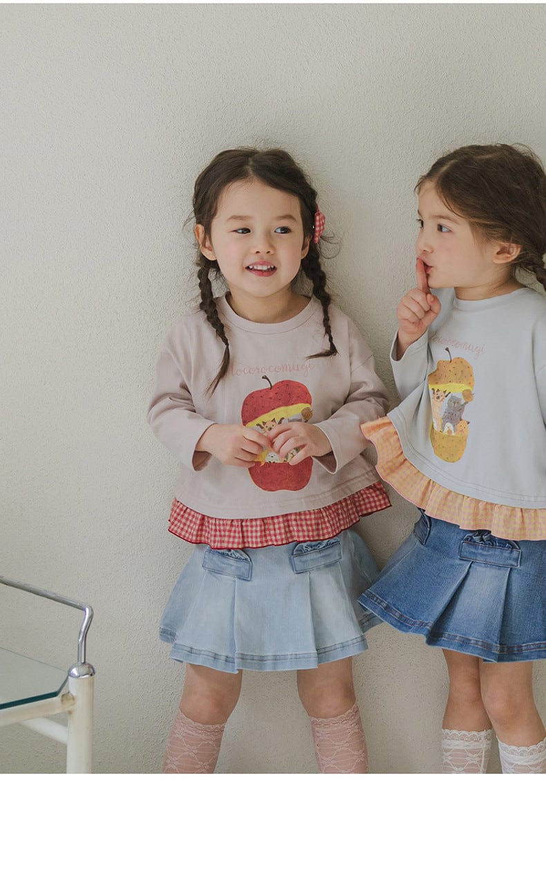 スカート プリーツフリルポケットデニムスカート イージーウエストミニスカート【mh0010828】