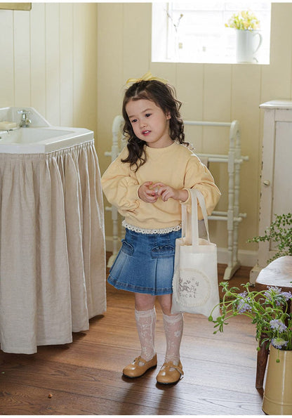 スカート プリーツフリルポケットデニムスカート イージーウエストミニスカート【mh0010828】