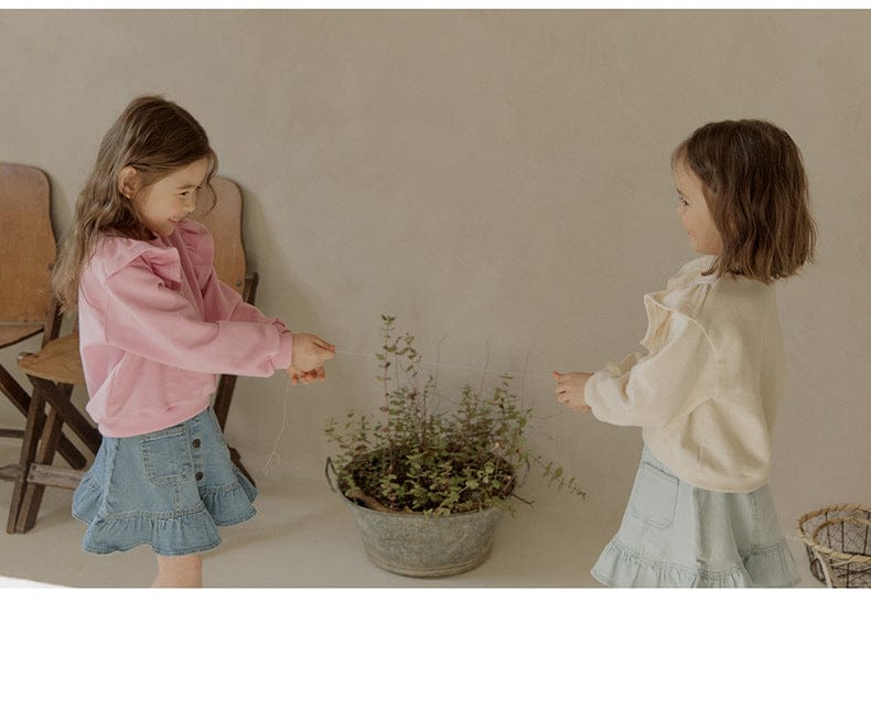 トレーナー・フーディ ショルダーフリルスウェットシャツ ラウンドネックプルオーバー 長袖トップス【mh0010829】