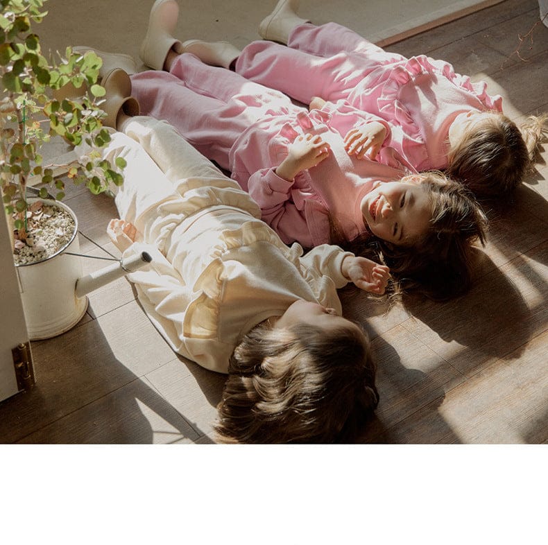 トレーナー・フーディ ショルダーフリルスウェットシャツ ラウンドネックプルオーバー 長袖トップス【mh0010829】