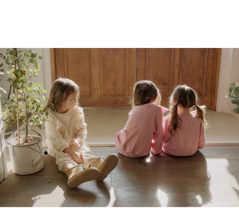 トレーナー・フーディ ショルダーフリルスウェットシャツ ラウンドネックプルオーバー 長袖トップス【mh0010829】