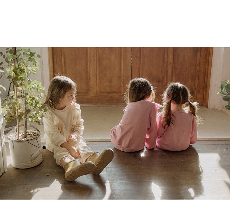 トレーナー・フーディ ショルダーフリルスウェットシャツ ラウンドネックプルオーバー 長袖トップス【mh0010829】