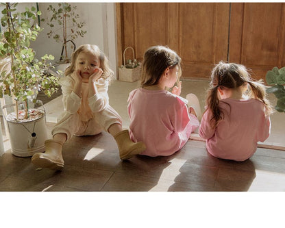 トレーナー・フーディ ショルダーフリルスウェットシャツ ラウンドネックプルオーバー 長袖トップス【mh0010829】