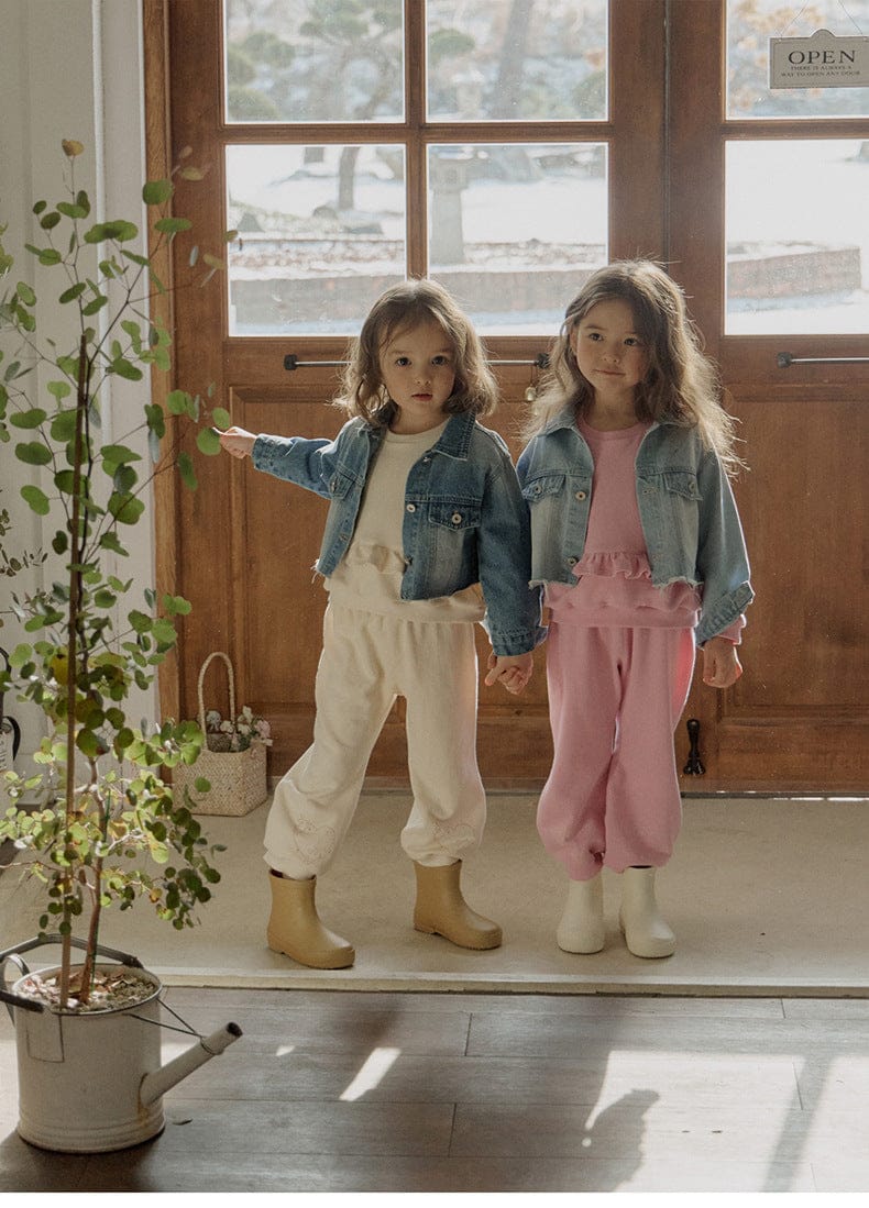 トレーナー・フーディ ショルダーフリルスウェットシャツ ラウンドネックプルオーバー 長袖トップス【mh0010829】