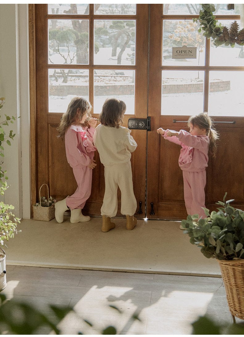 トレーナー・フーディ ショルダーフリルスウェットシャツ ラウンドネックプルオーバー 長袖トップス【mh0010829】