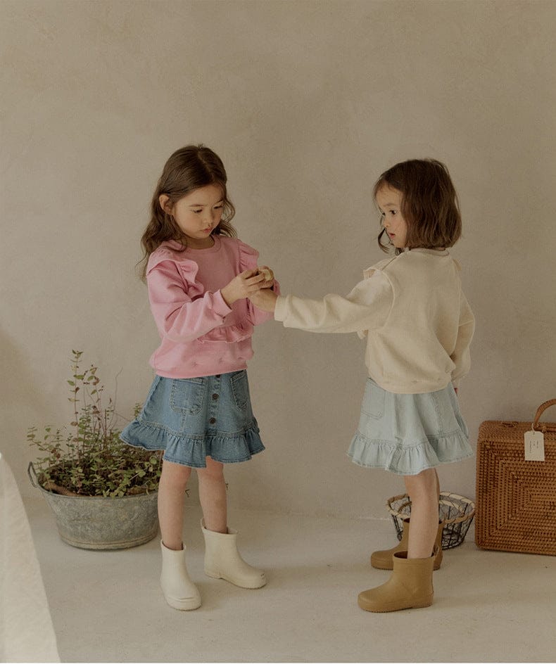 トレーナー・フーディ ショルダーフリルスウェットシャツ ラウンドネックプルオーバー 長袖トップス【mh0010829】