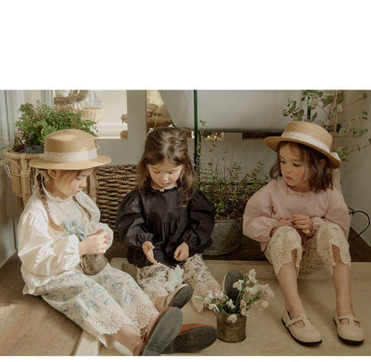 ロングパンツ・スウェットパンツ 裾レース花柄パンツ イージーウエスト ボトムス【mh0010831】