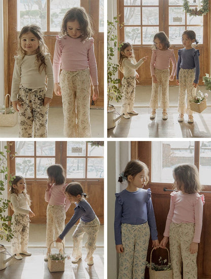 ロングパンツ・スウェットパンツ 裾レース花柄パンツ イージーウエスト ボトムス【mh0010831】