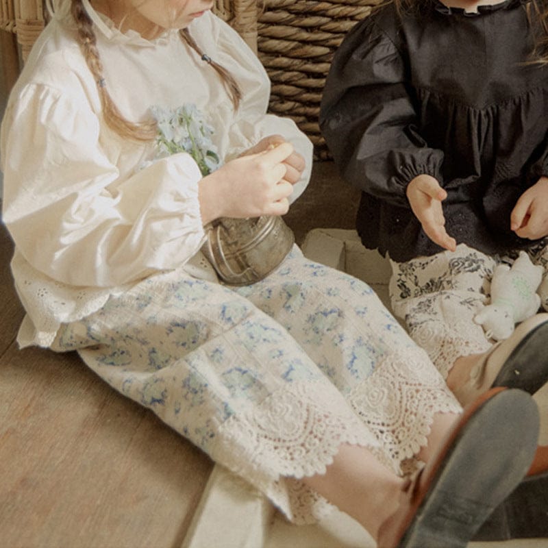 ロングパンツ・スウェットパンツ 裾レース花柄パンツ イージーウエスト ボトムス【mh0010831】