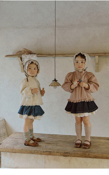 スカート 裾レースデニムミニスカート フレアシルエットショート丈スカート【mh0010833】