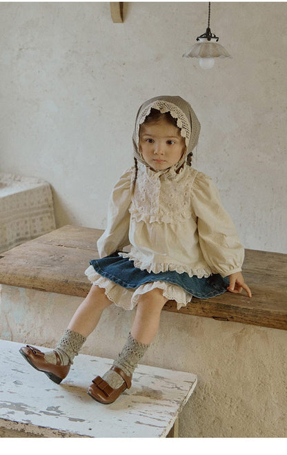 スカート 裾レースデニムミニスカート フレアシルエットショート丈スカート【mh0010833】