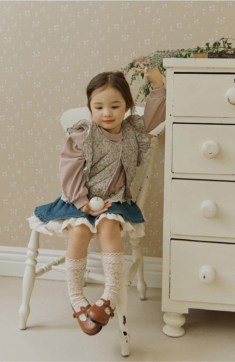 スカート 裾レースデニムミニスカート フレアシルエットショート丈スカート【mh0010833】