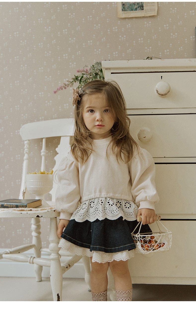 スカート 裾レースデニムミニスカート フレアシルエットショート丈スカート【mh0010833】