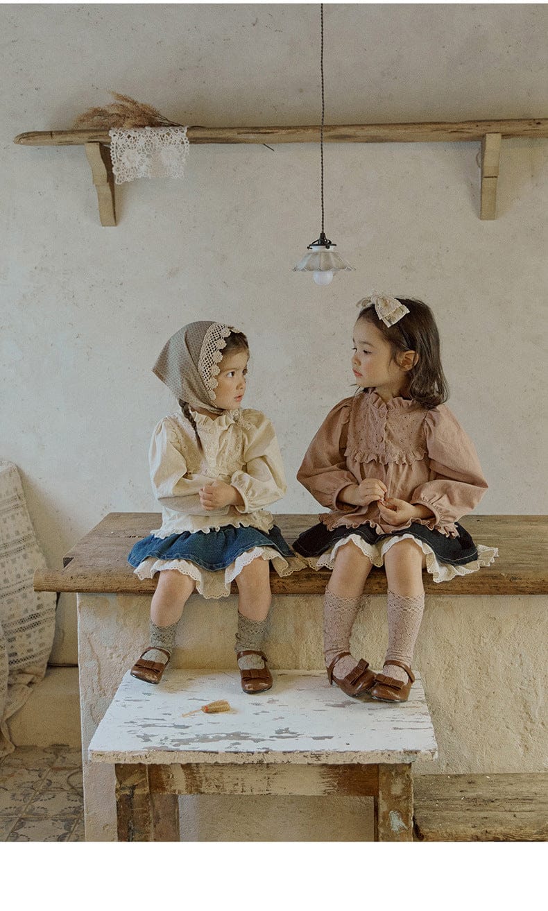 スカート 裾レースデニムミニスカート フレアシルエットショート丈スカート【mh0010833】