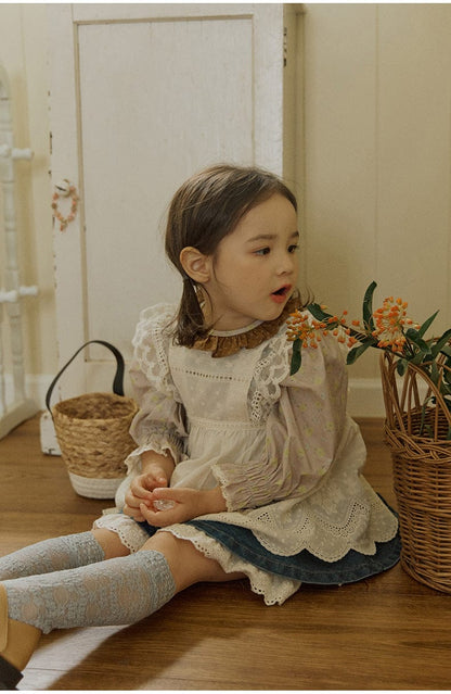 スカート 裾レースデニムミニスカート フレアシルエットショート丈スカート【mh0010833】