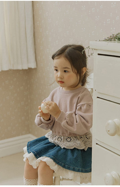 スカート 裾レースデニムミニスカート フレアシルエットショート丈スカート【mh0010833】