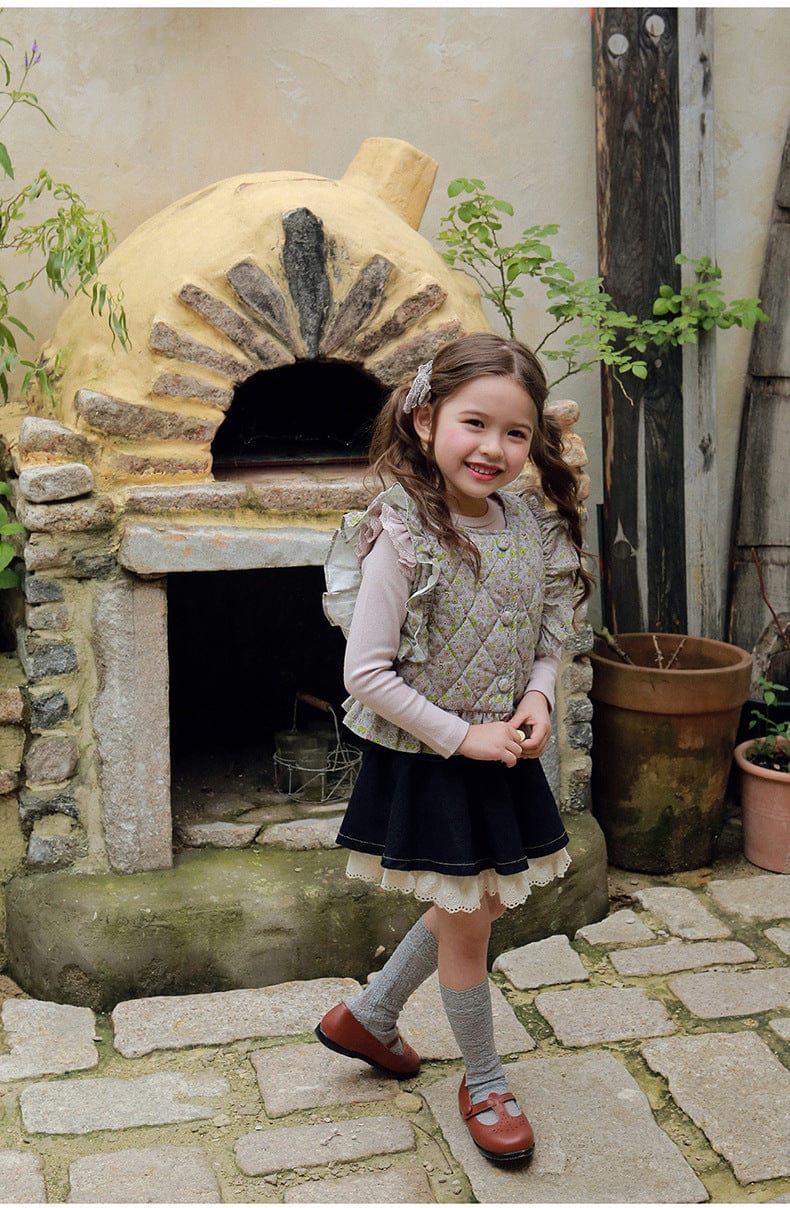 スカート 裾レースデニムミニスカート フレアシルエットショート丈スカート【mh0010833】